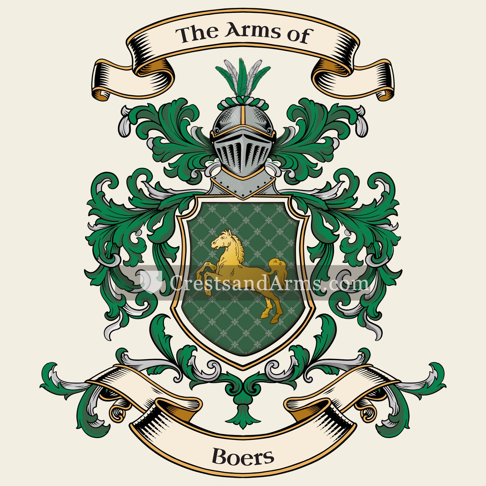 The Boers coat of arms, drawn from the recorded blazon