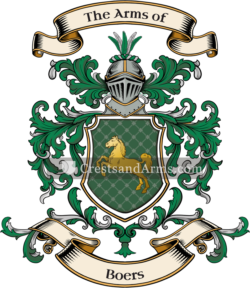 The Boers coat of arms, drawn from the recorded blazon