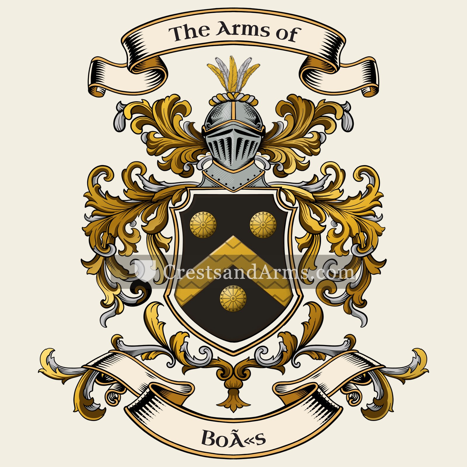 The Boës coat of arms, drawn from the recorded blazon