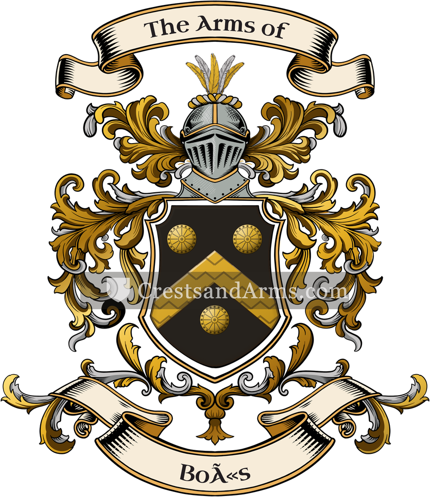 The Boës coat of arms, drawn from the recorded blazon