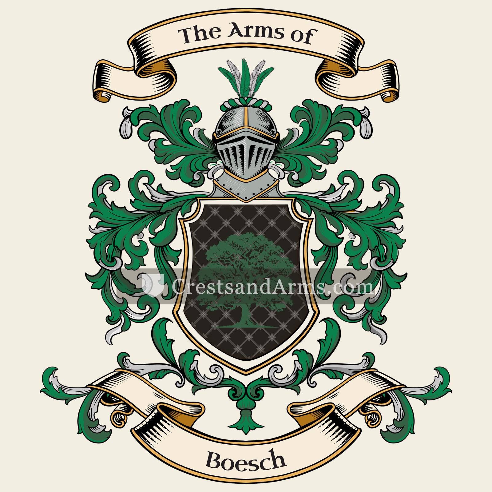 The Boesch coat of arms, drawn from the recorded blazon