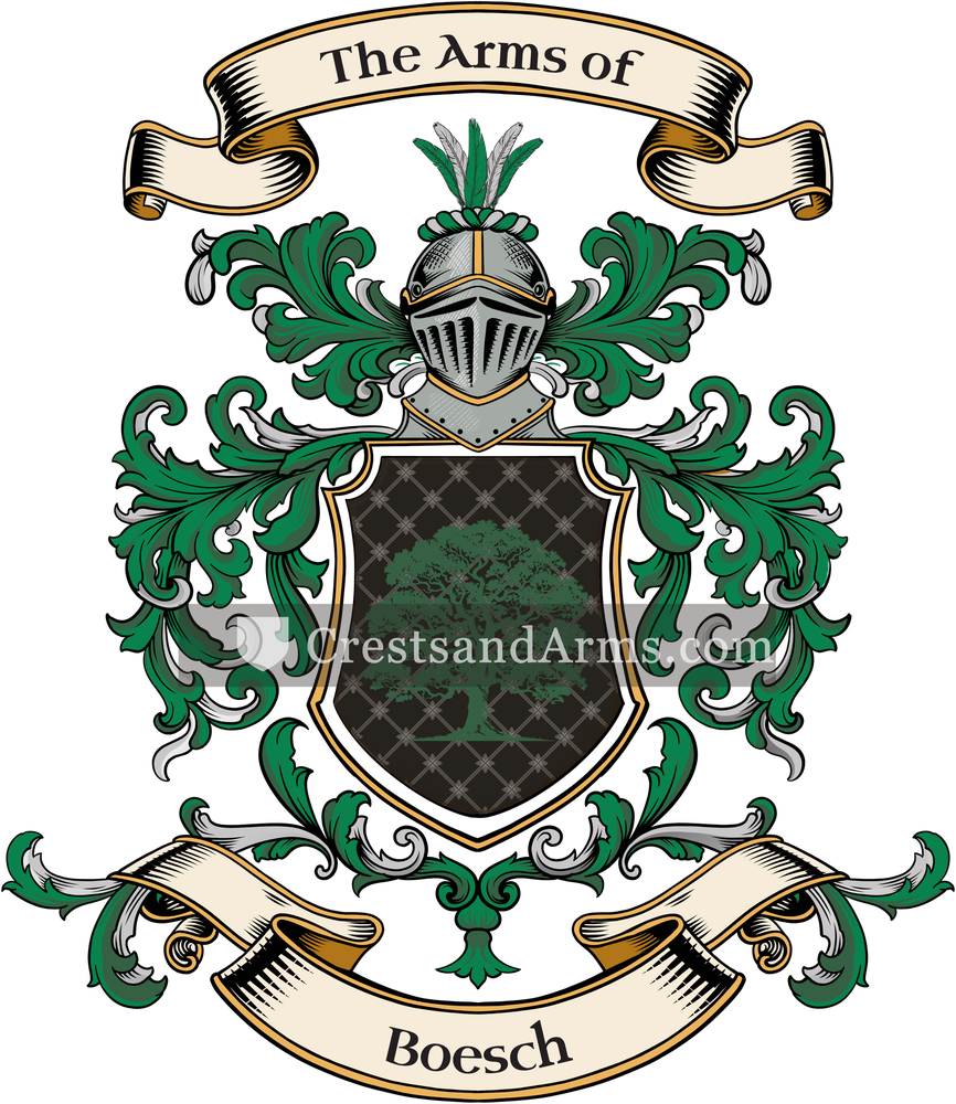 The Boesch coat of arms, drawn from the recorded blazon