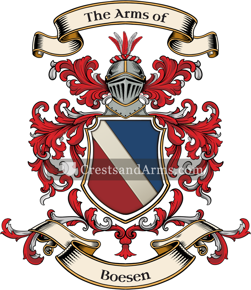 The Boesen coat of arms, drawn from the recorded blazon