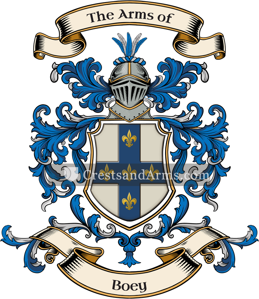 The Boey coat of arms, drawn from the recorded blazon