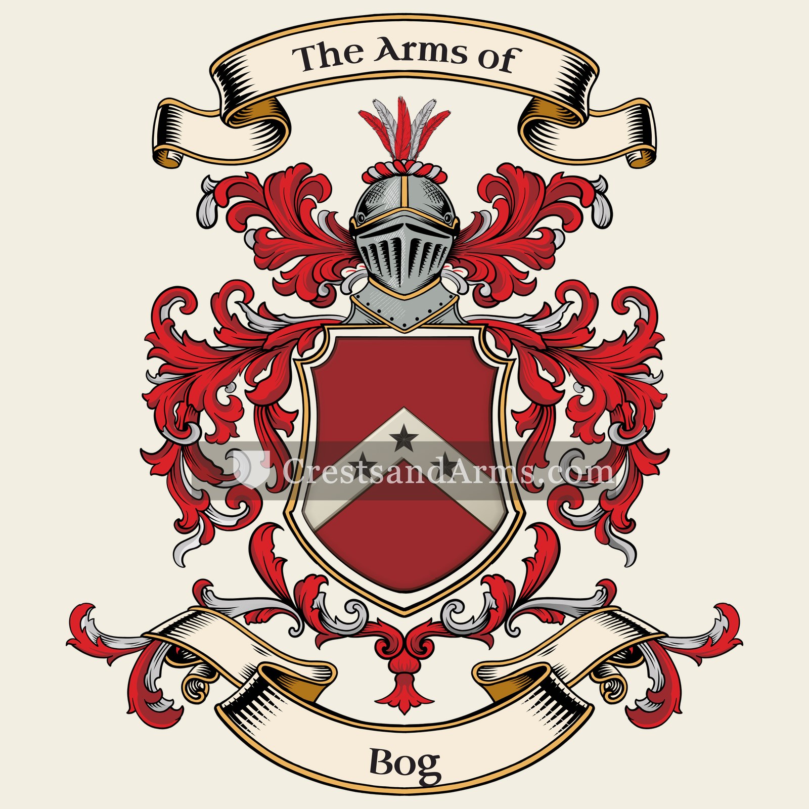 The Bog coat of arms, drawn from the recorded blazon
