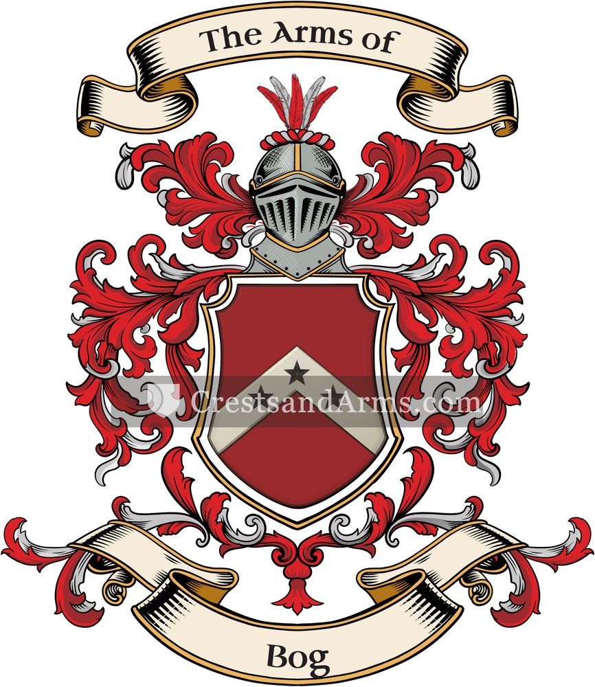 The Bog coat of arms, drawn from the recorded blazon