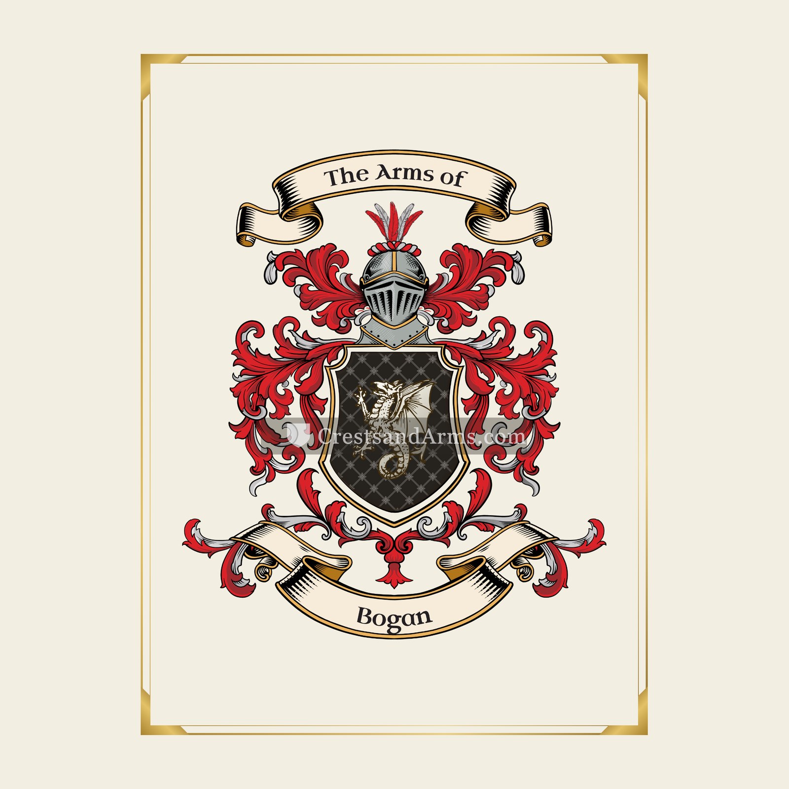 With gold border