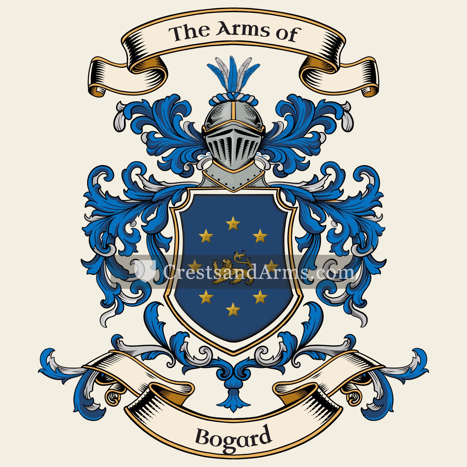 The Bogard coat of arms, drawn from the recorded blazon