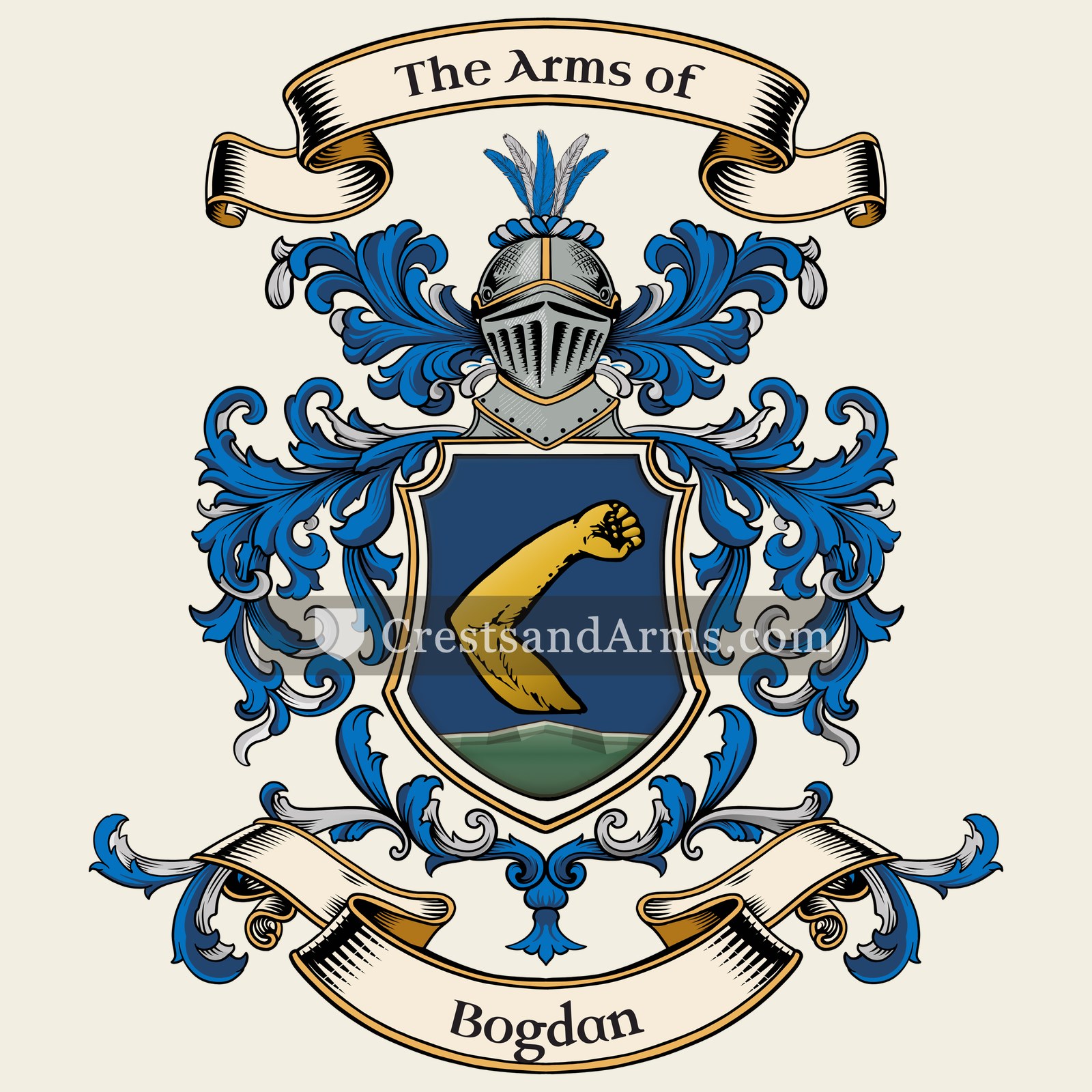 The Bogdan coat of arms, drawn from the recorded blazon