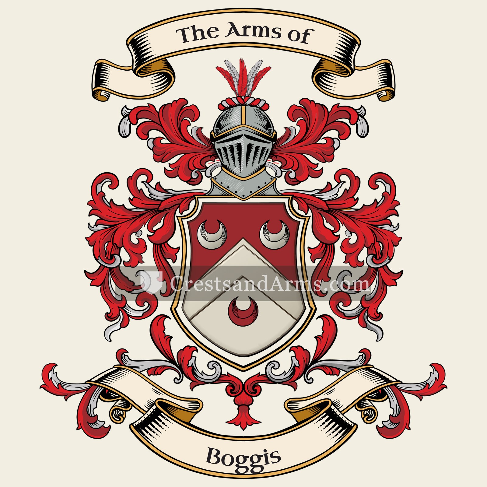 The Boggis coat of arms, drawn from the recorded blazon