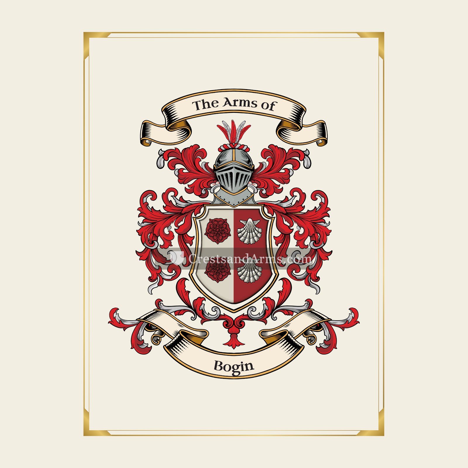 With gold border