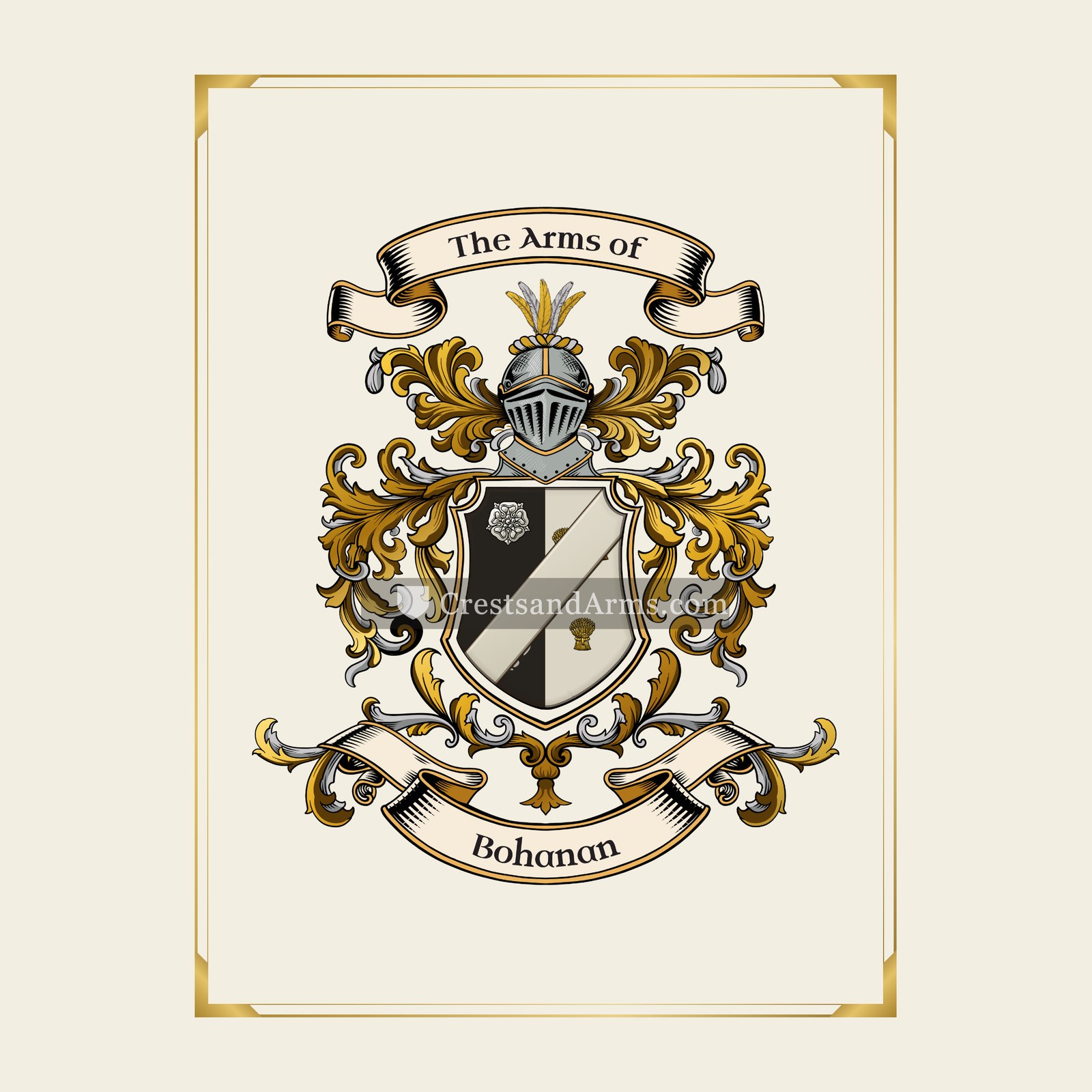 With gold border