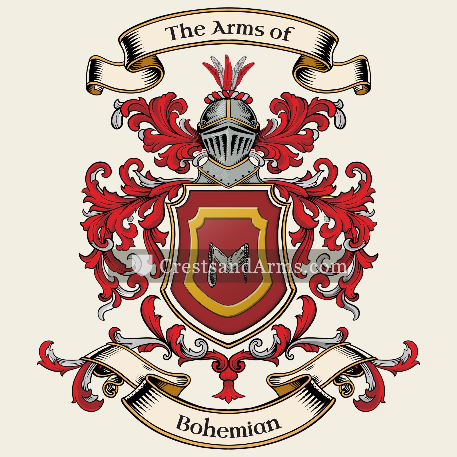The Bohemian coat of arms, drawn from the recorded blazon