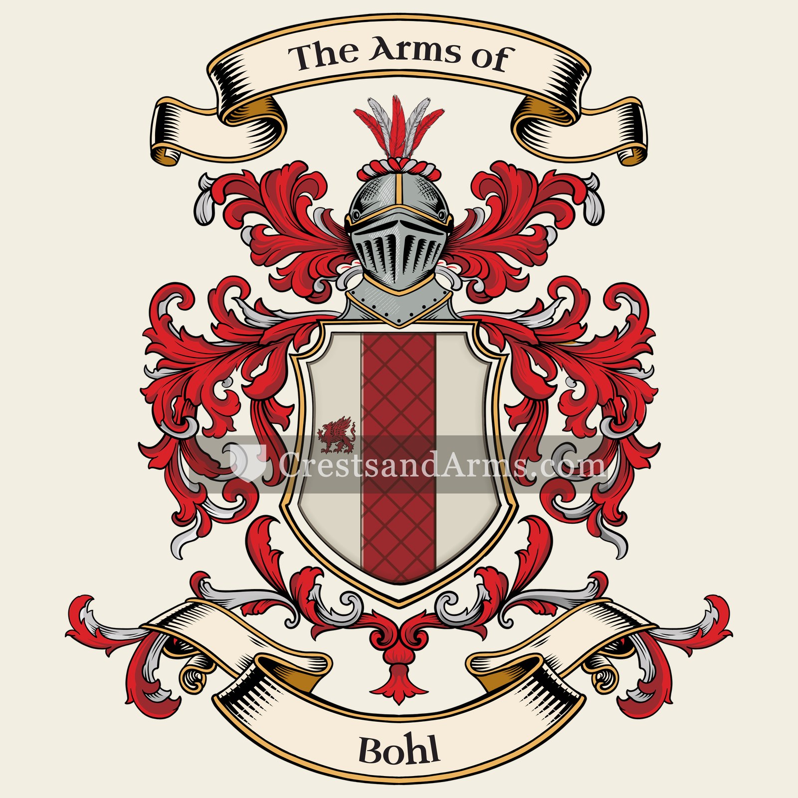 The Bohl coat of arms, drawn from the recorded blazon