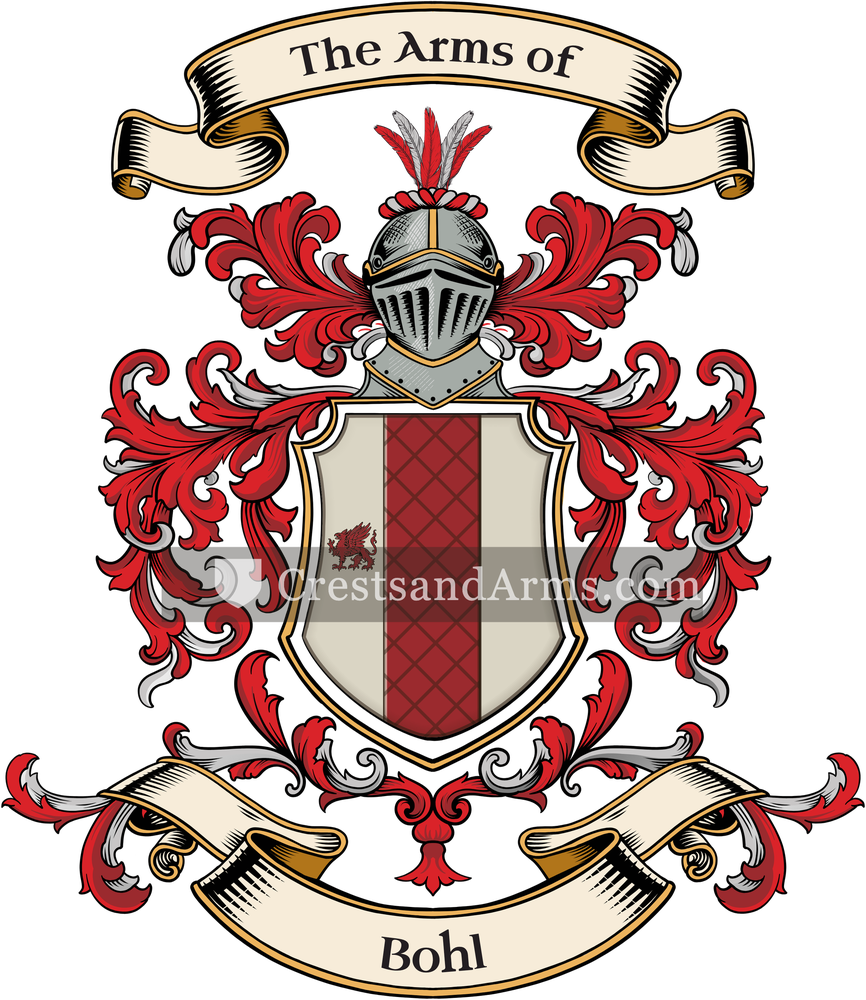 The Bohl coat of arms, drawn from the recorded blazon