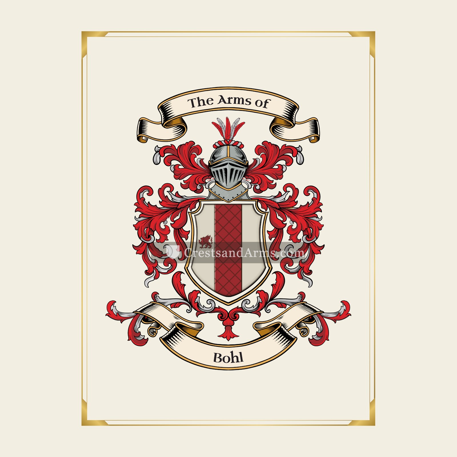 With gold border