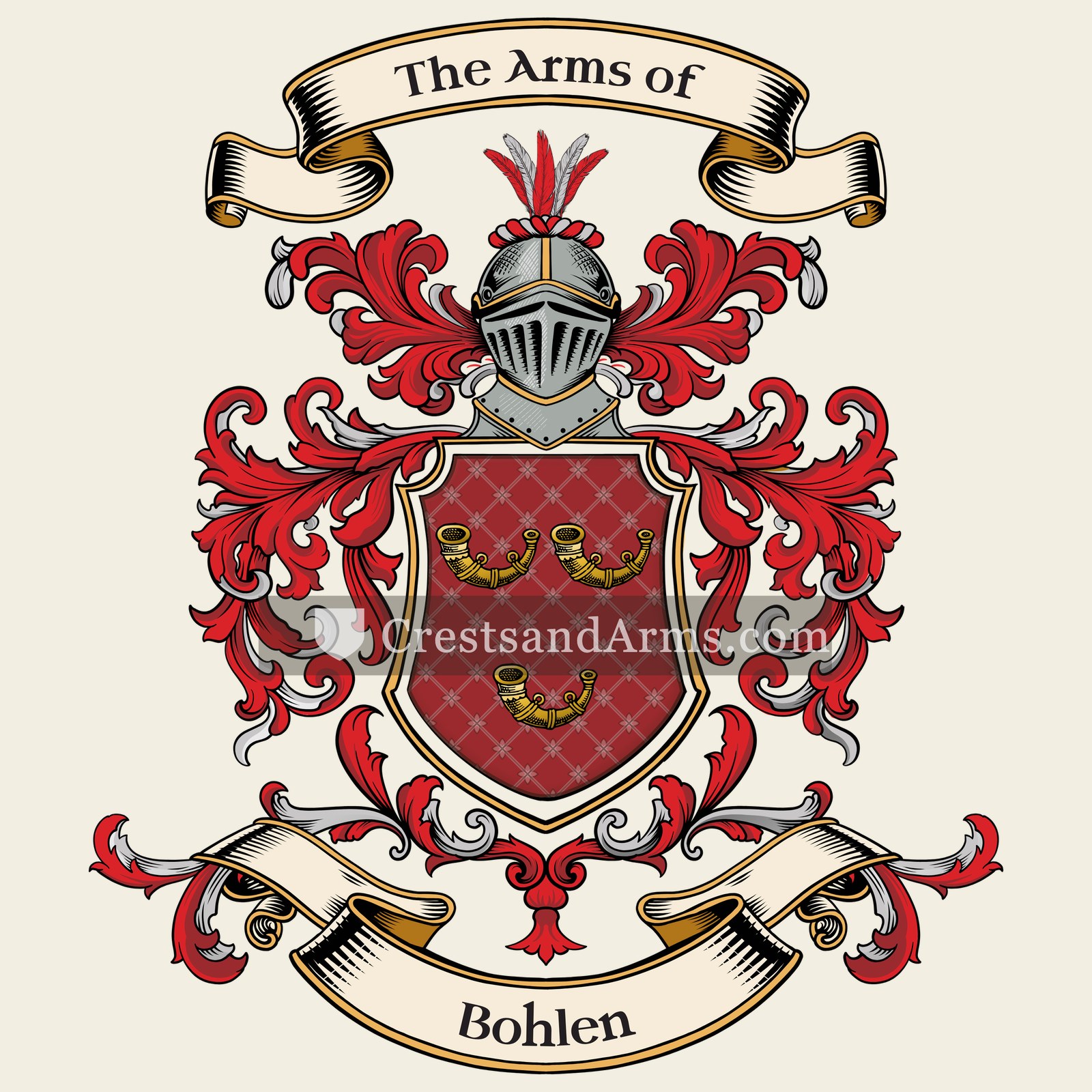 The Bohlen coat of arms, drawn from the recorded blazon
