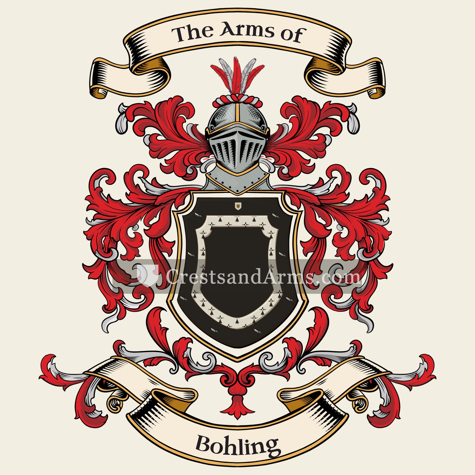 The Bohling coat of arms, drawn from the recorded blazon