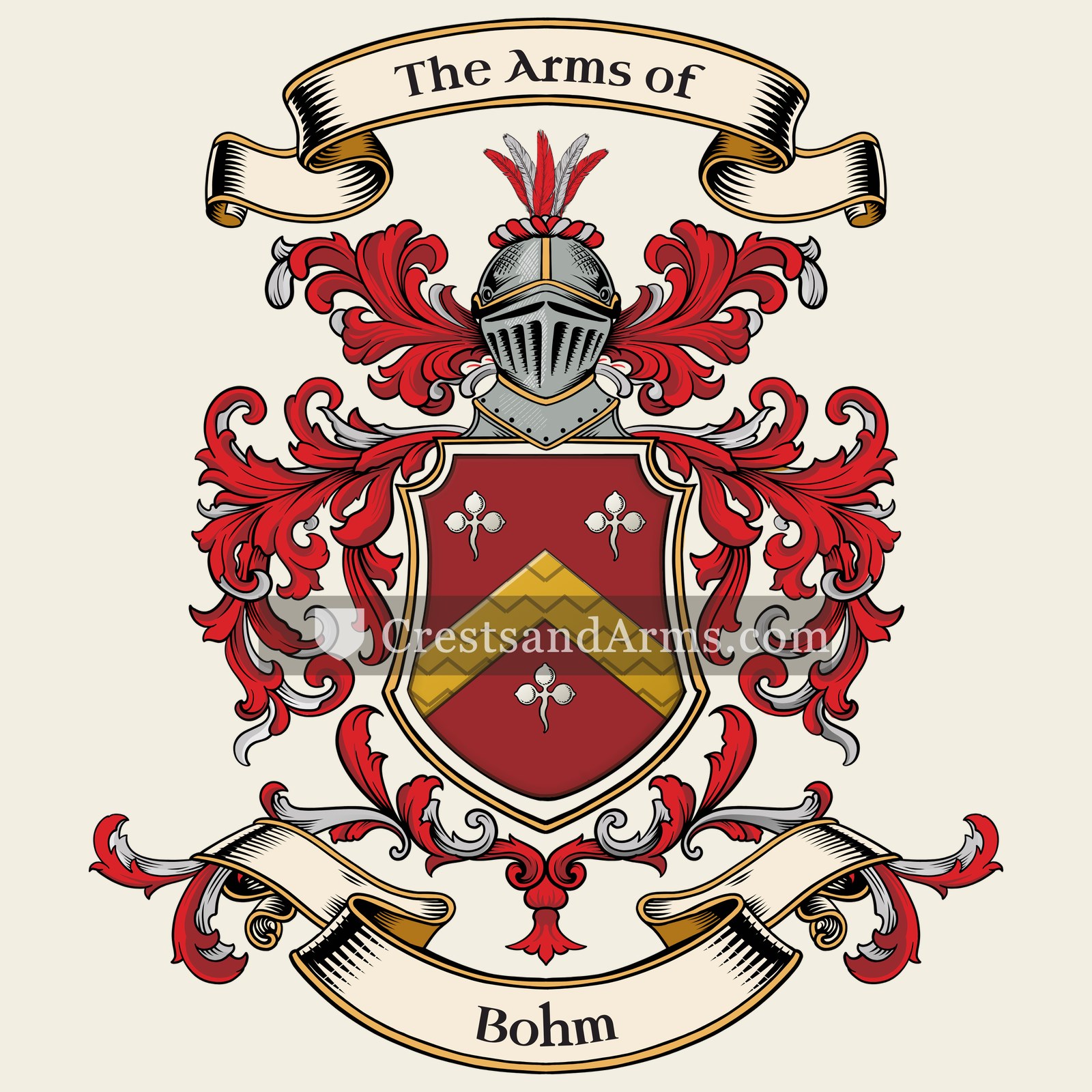 The Bohm coat of arms, drawn from the recorded blazon
