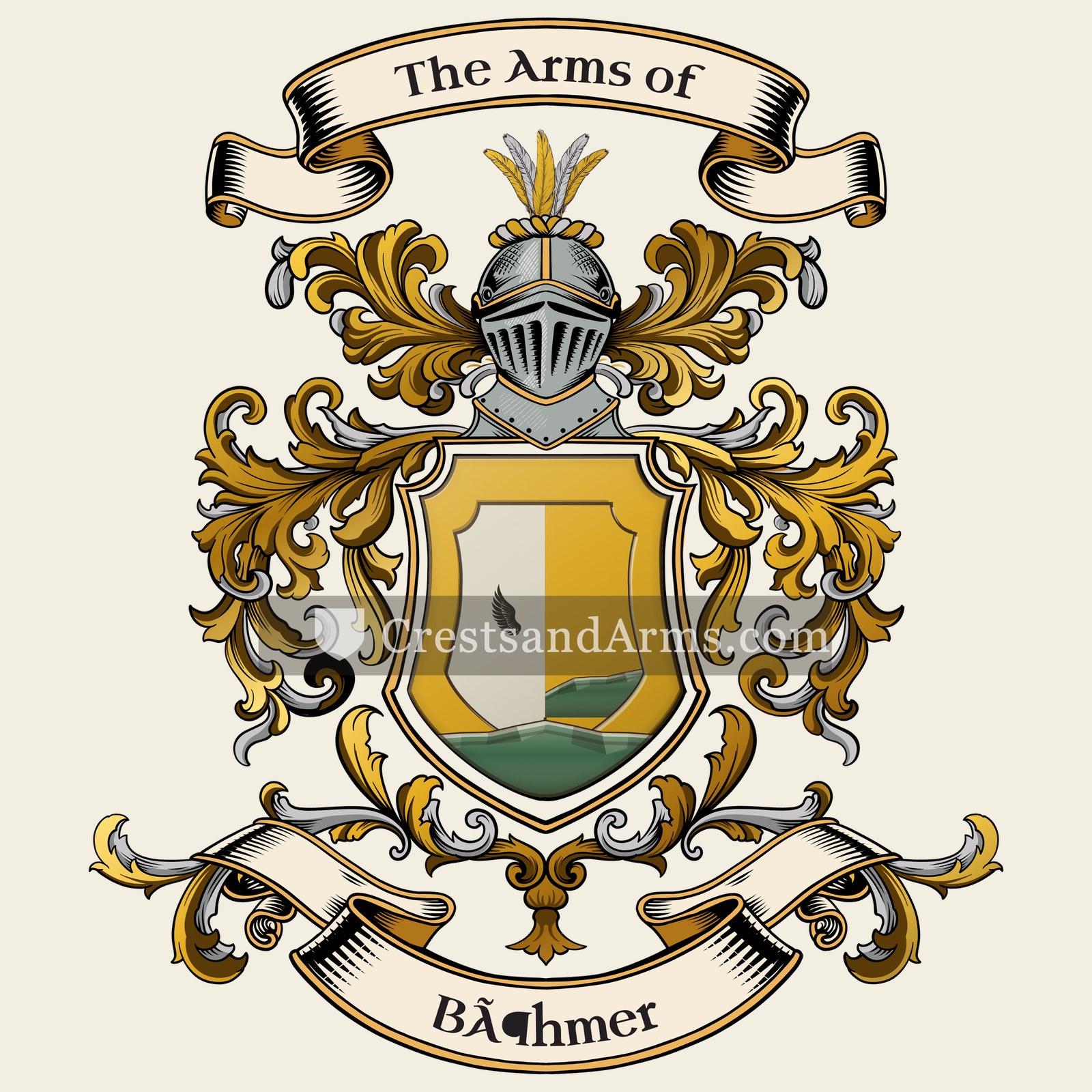 The Böhmer coat of arms, drawn from the recorded blazon