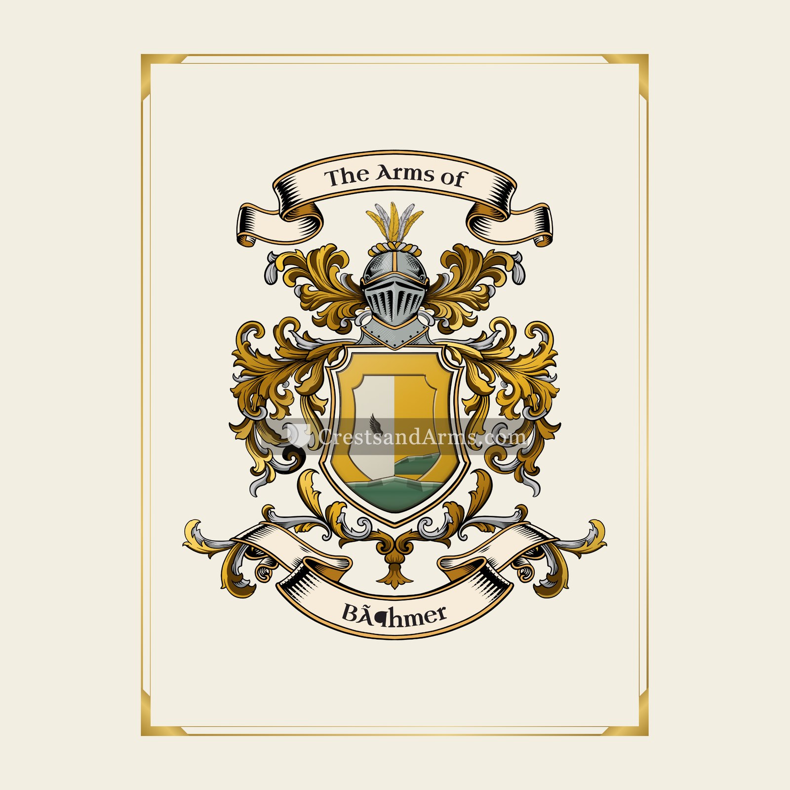 With gold border