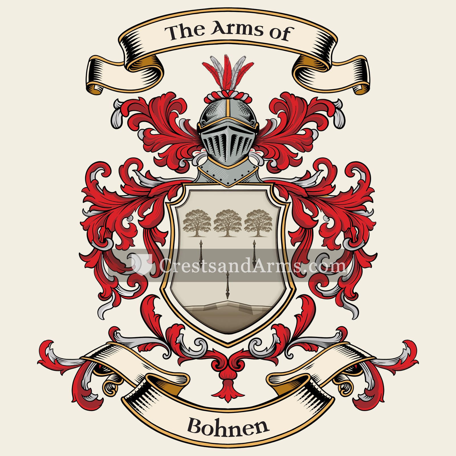 The Bohnen coat of arms, drawn from the recorded blazon