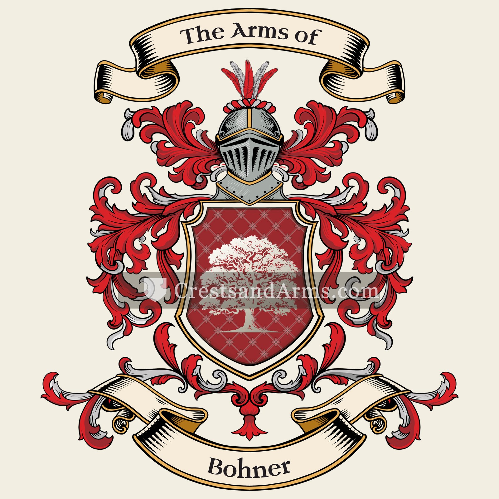 The Bohner coat of arms, drawn from the recorded blazon