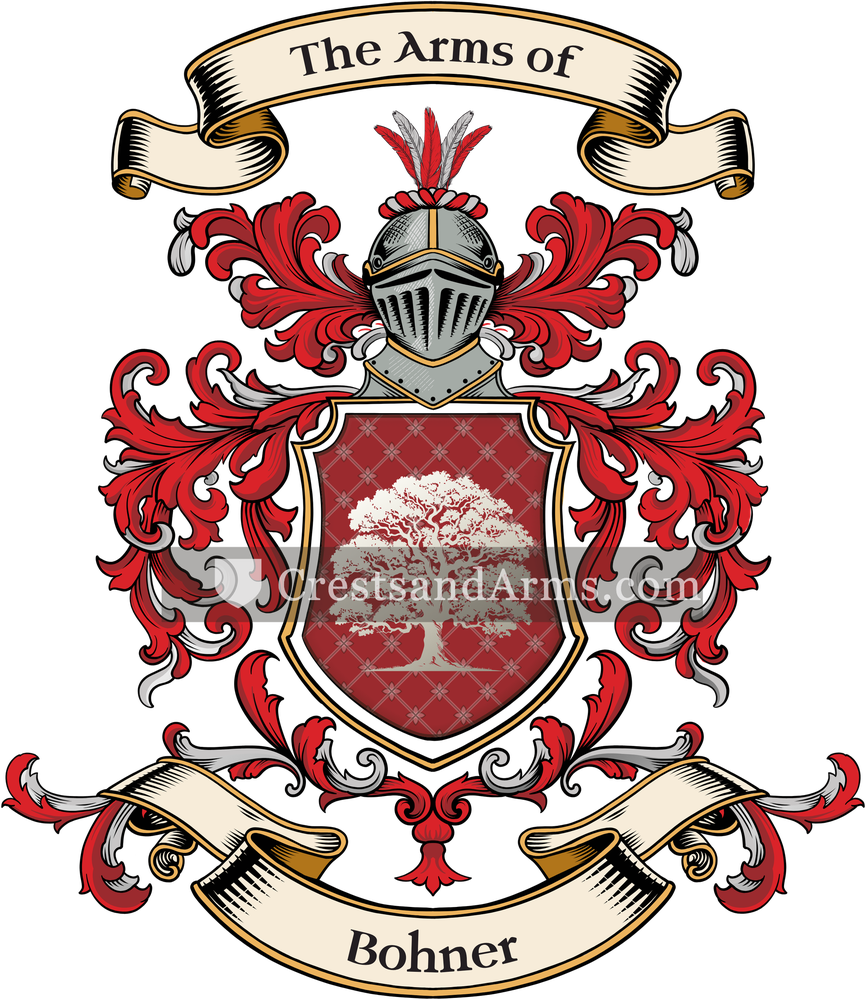 The Bohner coat of arms, drawn from the recorded blazon