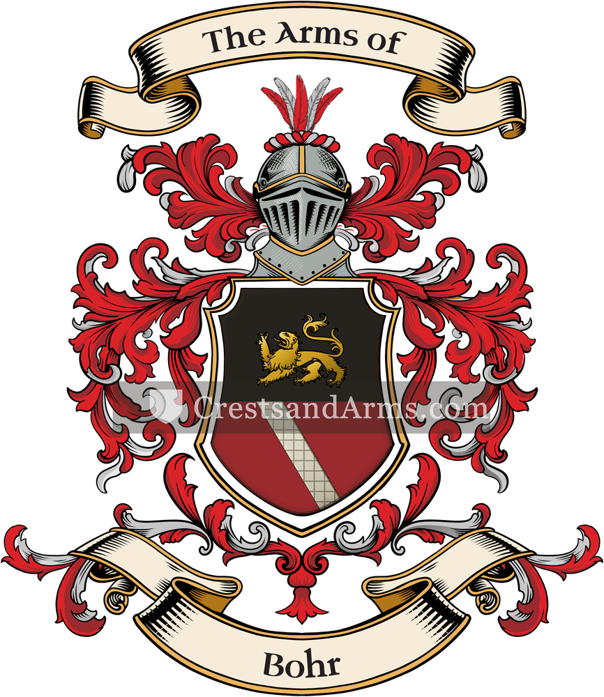 The Bohr coat of arms, drawn from the recorded blazon