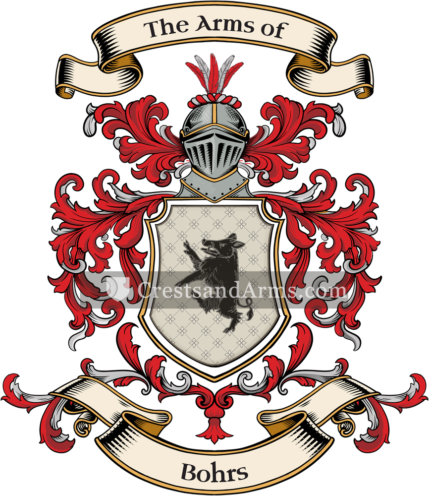 The Bohrs coat of arms, drawn from the recorded blazon