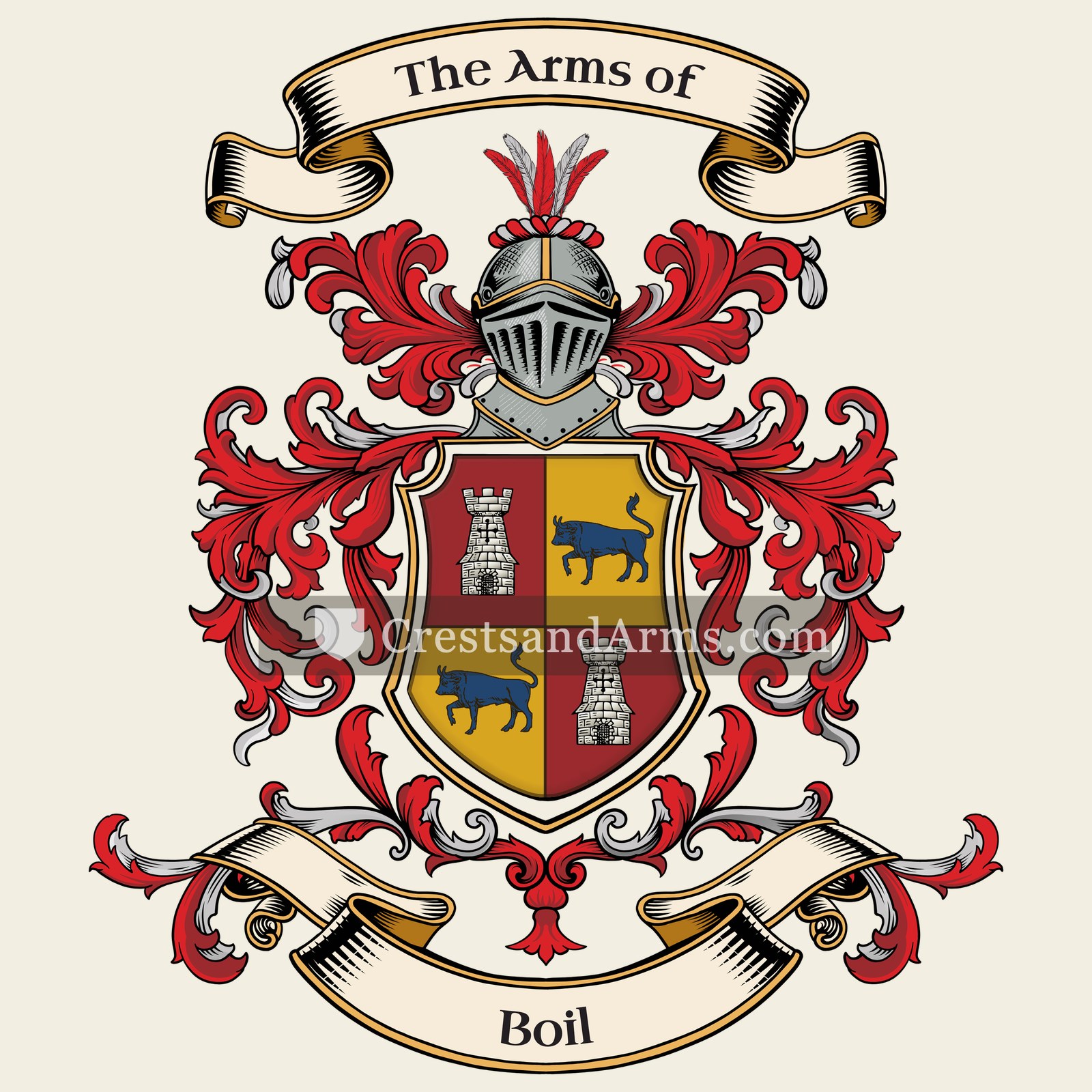 The Boil coat of arms, drawn from the recorded blazon