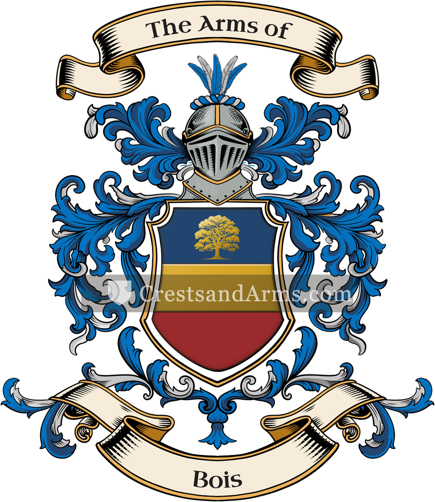 The Bois coat of arms, drawn from the recorded blazon