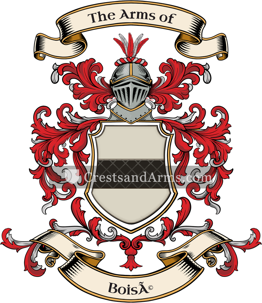 The Boisé coat of arms, drawn from the recorded blazon