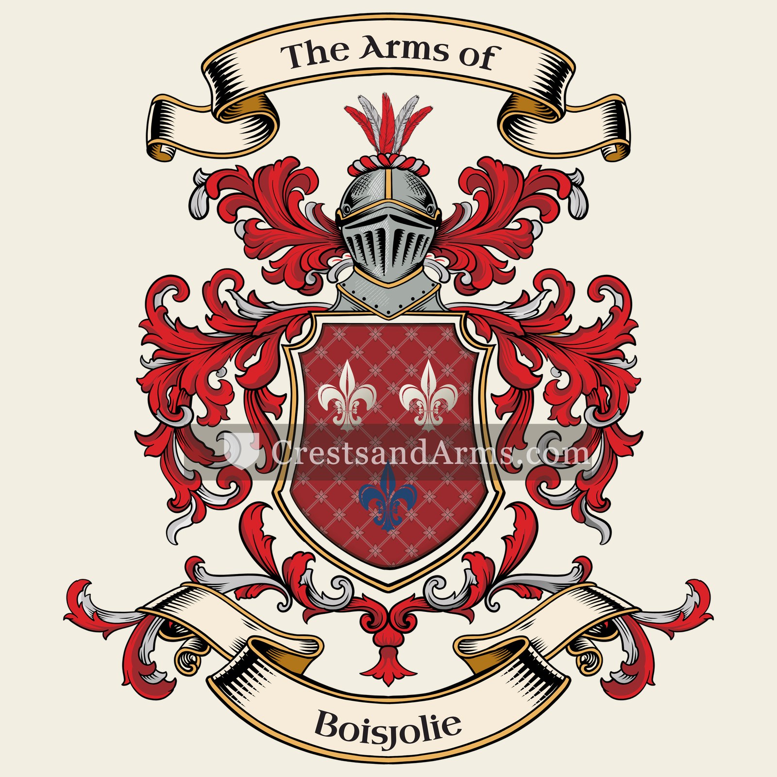 The Boisjolie coat of arms, drawn from the recorded blazon