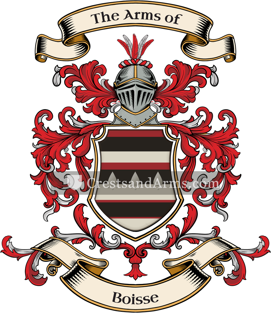 The Boisse coat of arms, drawn from the recorded blazon