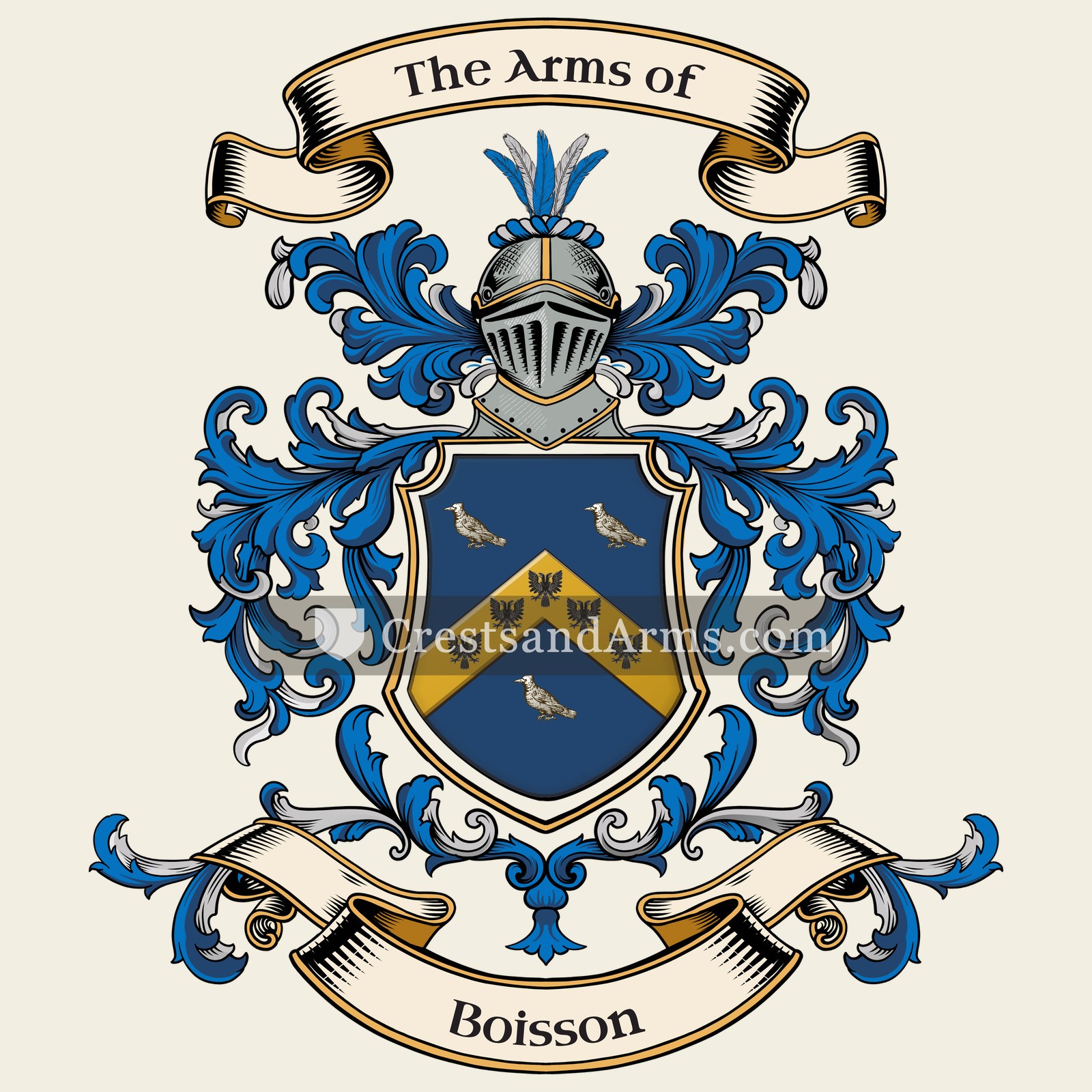The Boisson coat of arms, drawn from the recorded blazon