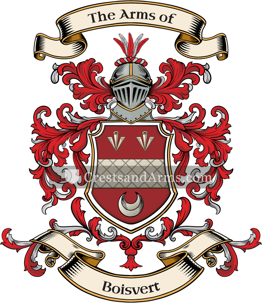 The Boisvert coat of arms, drawn from the recorded blazon