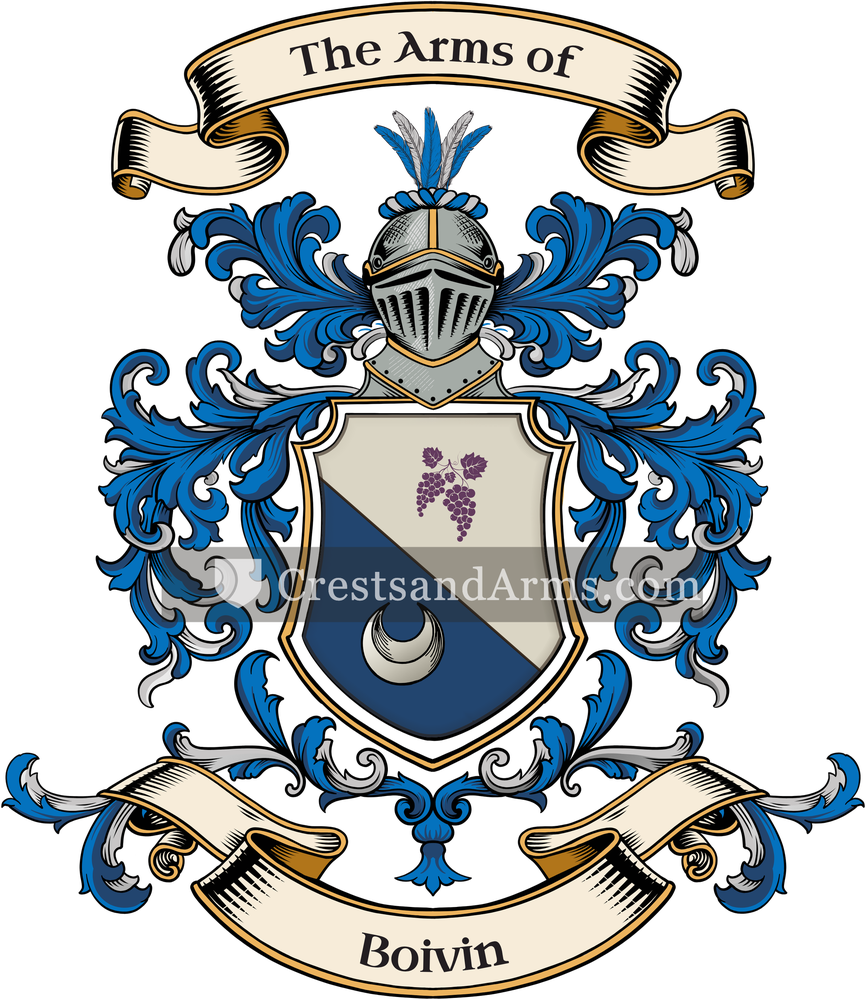 The Boivin coat of arms, drawn from the recorded blazon