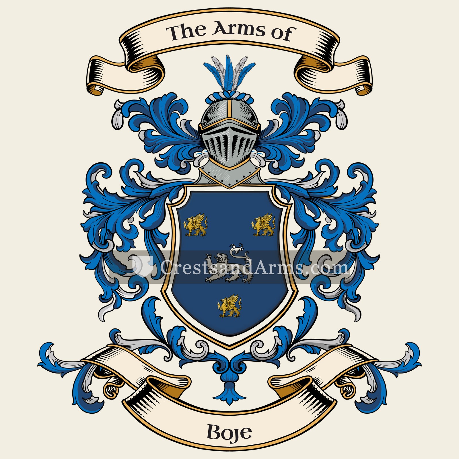 The Boje coat of arms, drawn from the recorded blazon