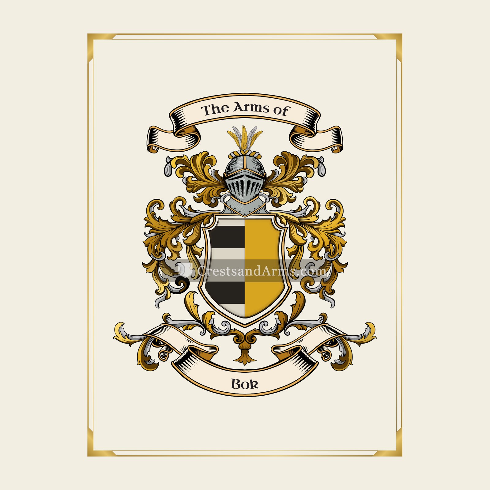 With gold border
