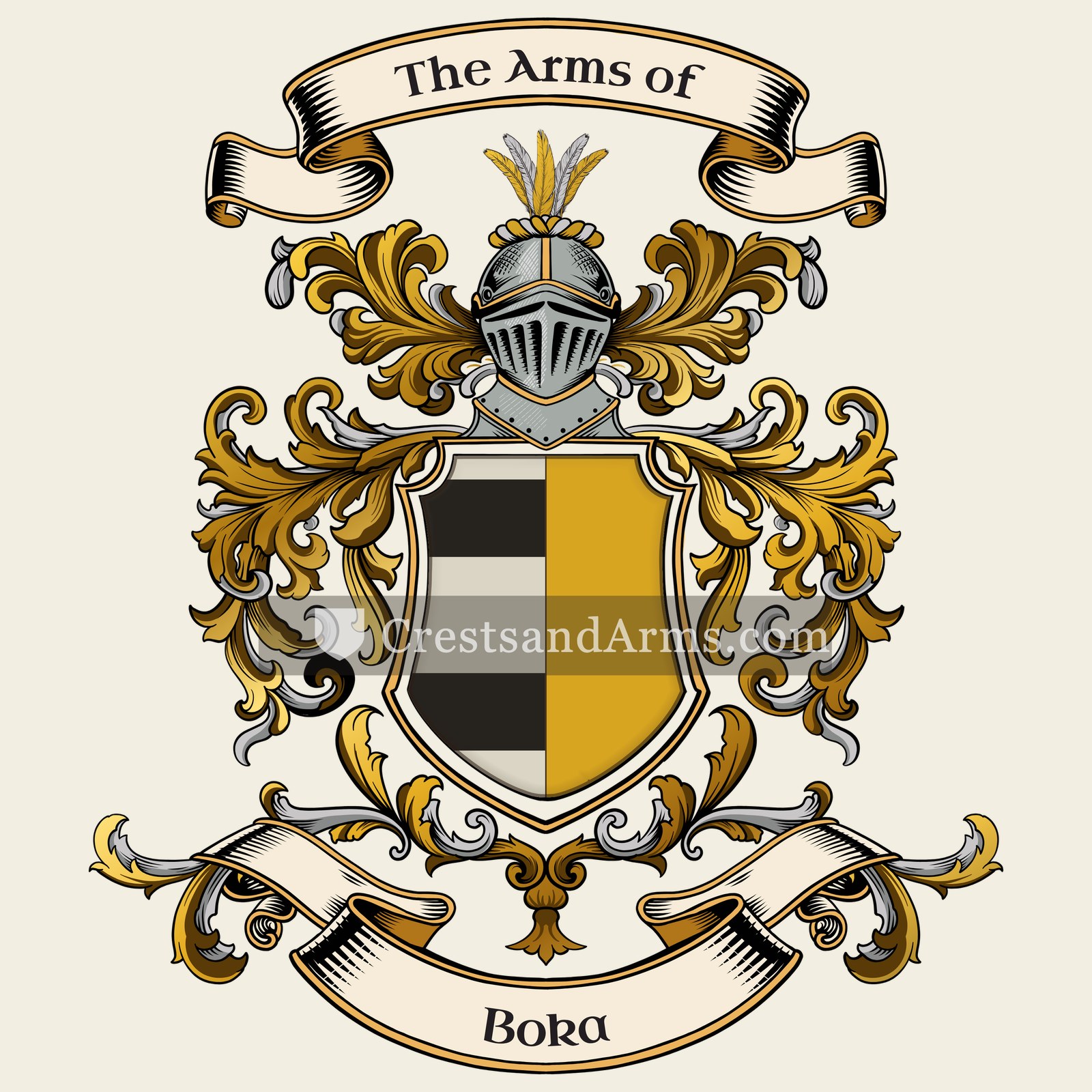 The Boka coat of arms, drawn from the recorded blazon