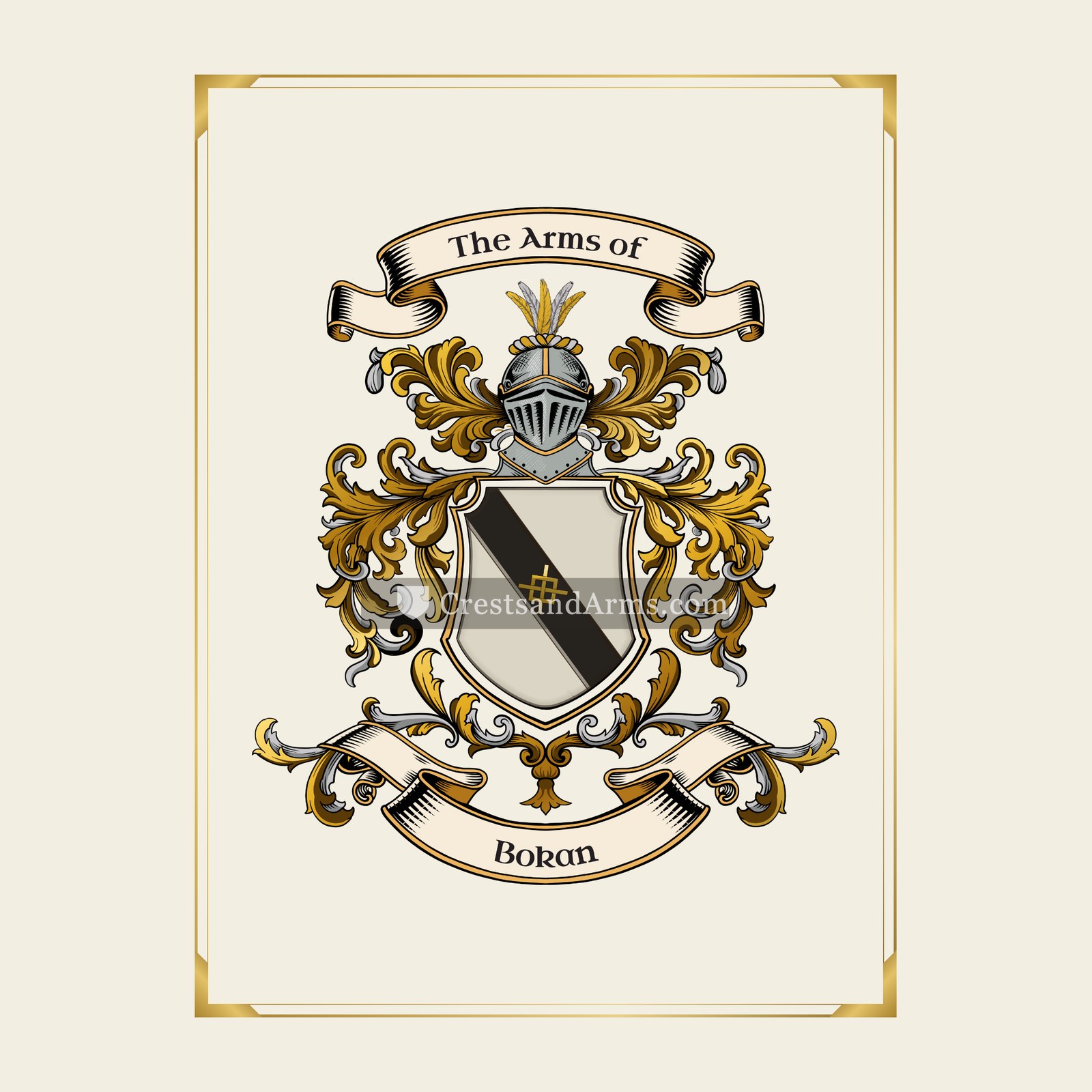 With gold border