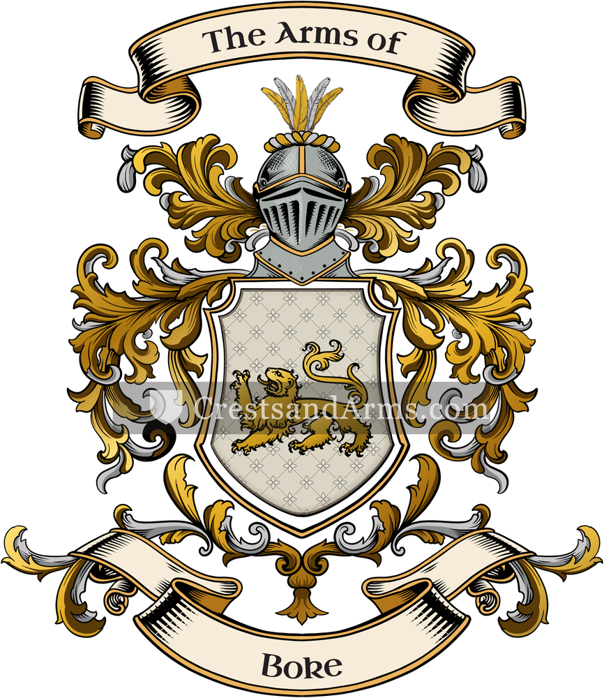 The Boke coat of arms, drawn from the recorded blazon