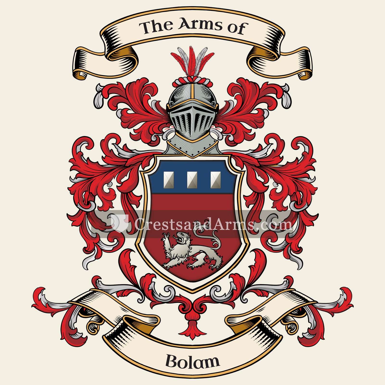 The Bolam coat of arms, drawn from the recorded blazon