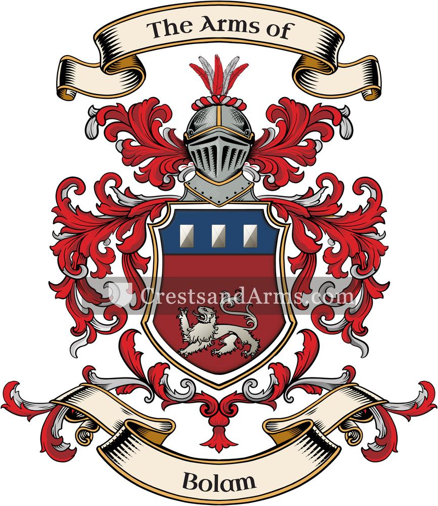 The Bolam coat of arms, drawn from the recorded blazon