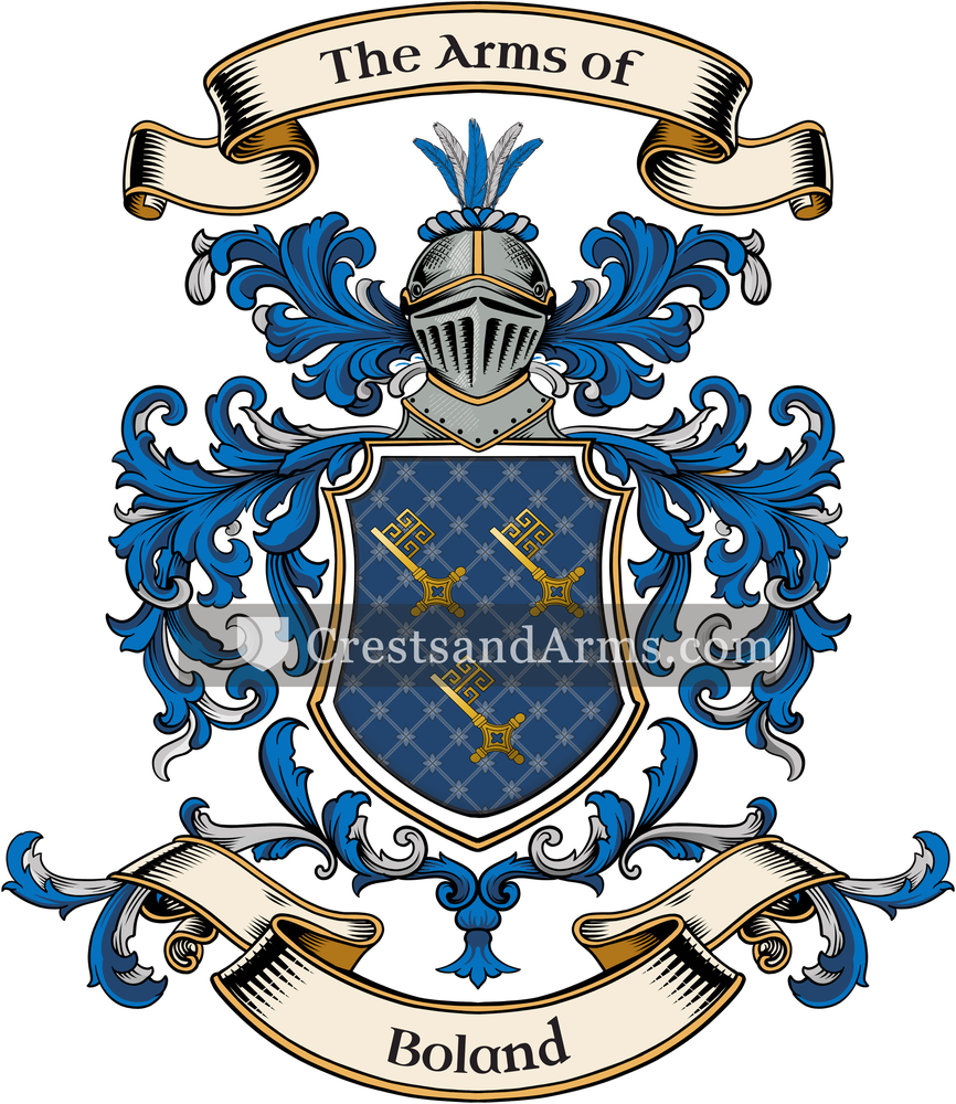 The Boland coat of arms, drawn from the recorded blazon