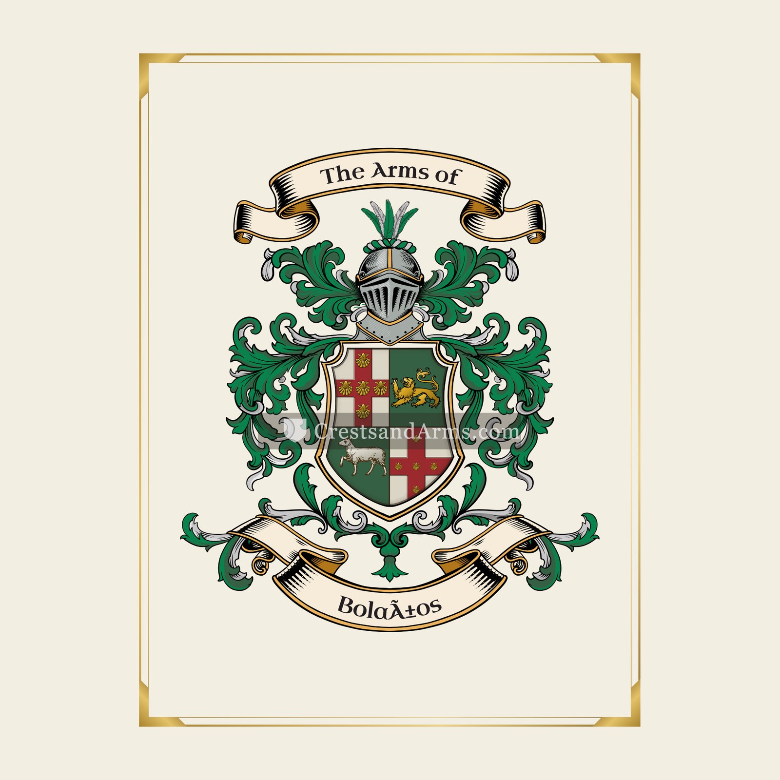 With gold border