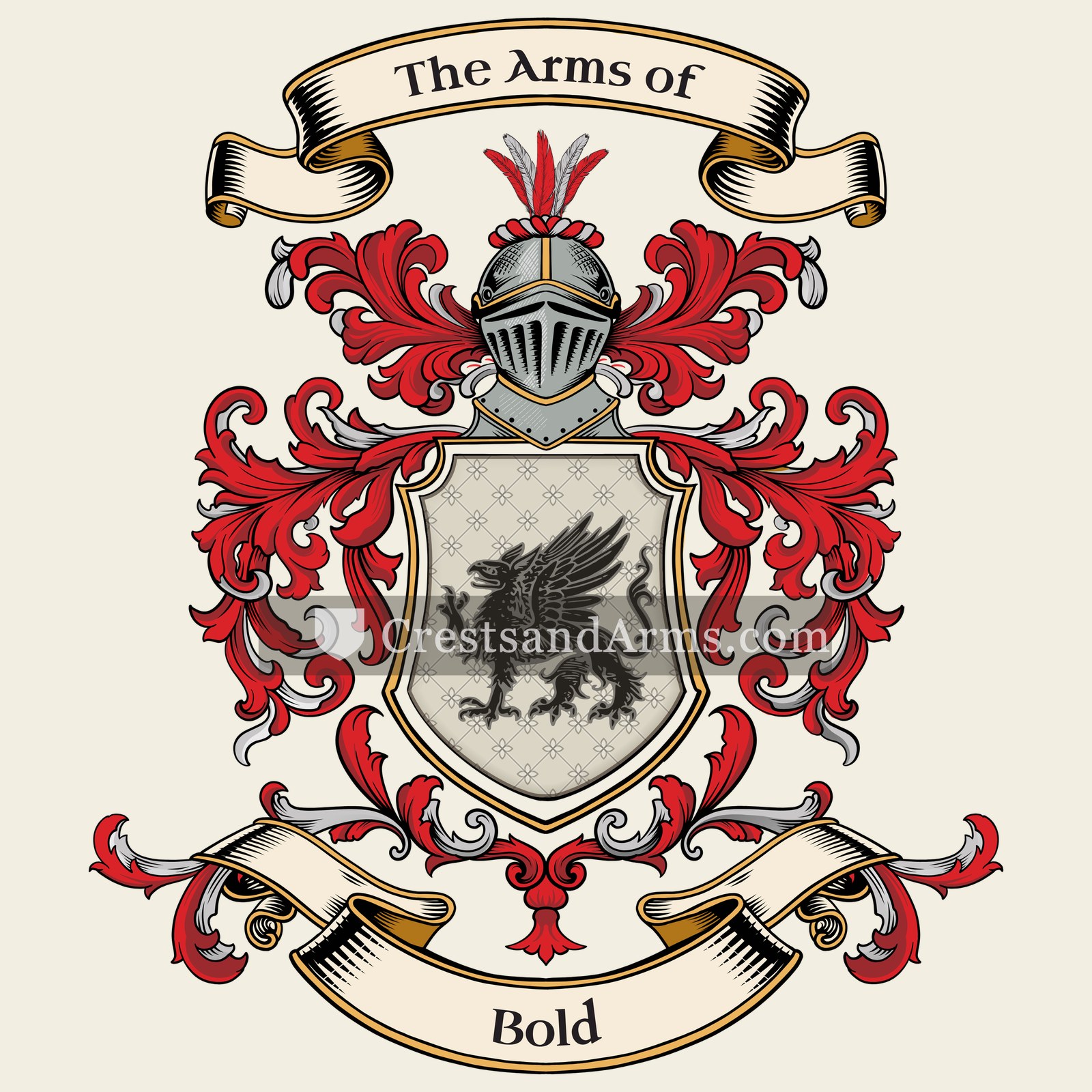 The Bold coat of arms, drawn from the recorded blazon