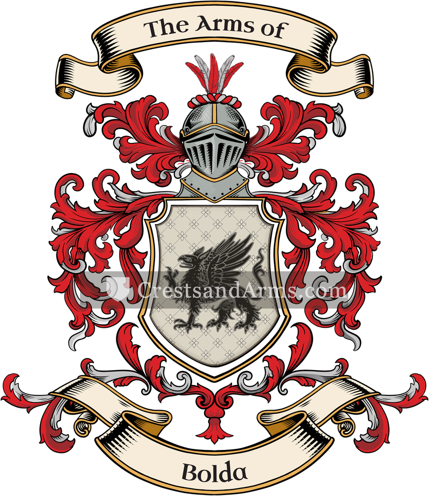 The Bolda coat of arms, drawn from the recorded blazon