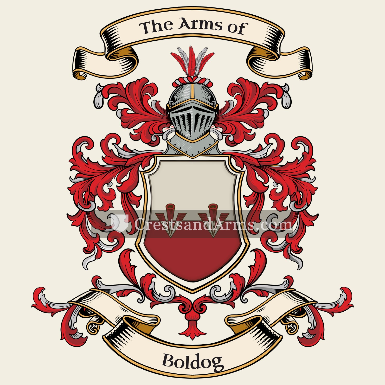 The Boldog coat of arms, drawn from the recorded blazon